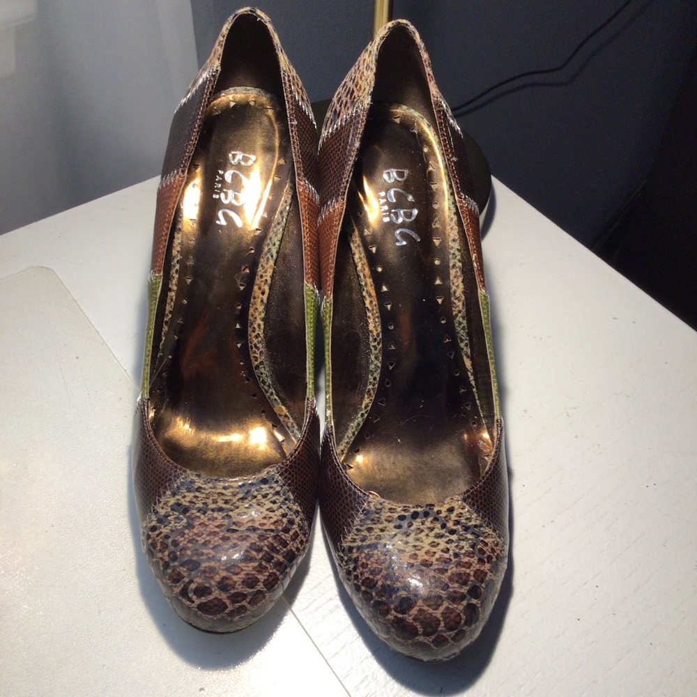 BCBG Paris multi color Patchwork Wedge heels size US 9B or 39